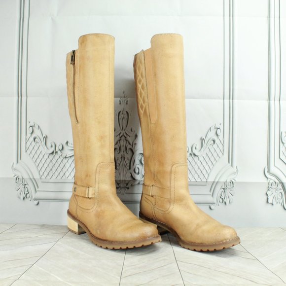 TIMBERLAND Tan Leather Zip Side Classic High Top Boots Size 7 M - Picture 3 of 10